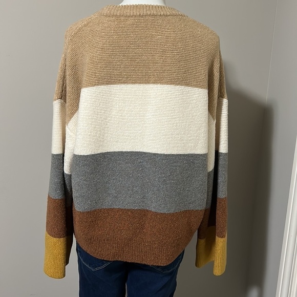 MADEWELL Andria Pullover Sweater in Coziest Yarn Wide Sleeves Heather Honey Sz L - Picture 9 of 14